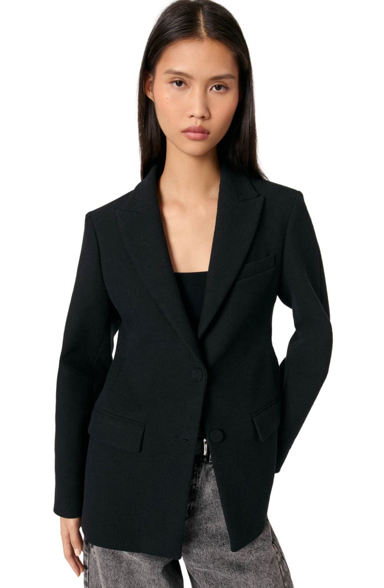 maje Slim-fit suit jacket, Alternate, color, Black
