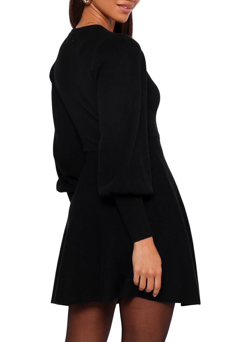 Gigi Long Sleeve Fit & Flare Sweater Minidress, Alternate, color, BLACK