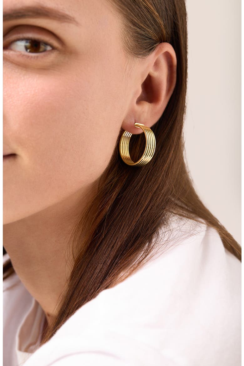 14K Gold Rib Hoop Earrings (Nordstrom Exclusive), Alternate, color, 14K YELLOW GOLD