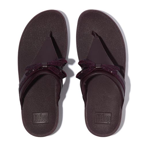 Fitflop Lulu Glitz Bow Leather Toe Post Sandals In Purple