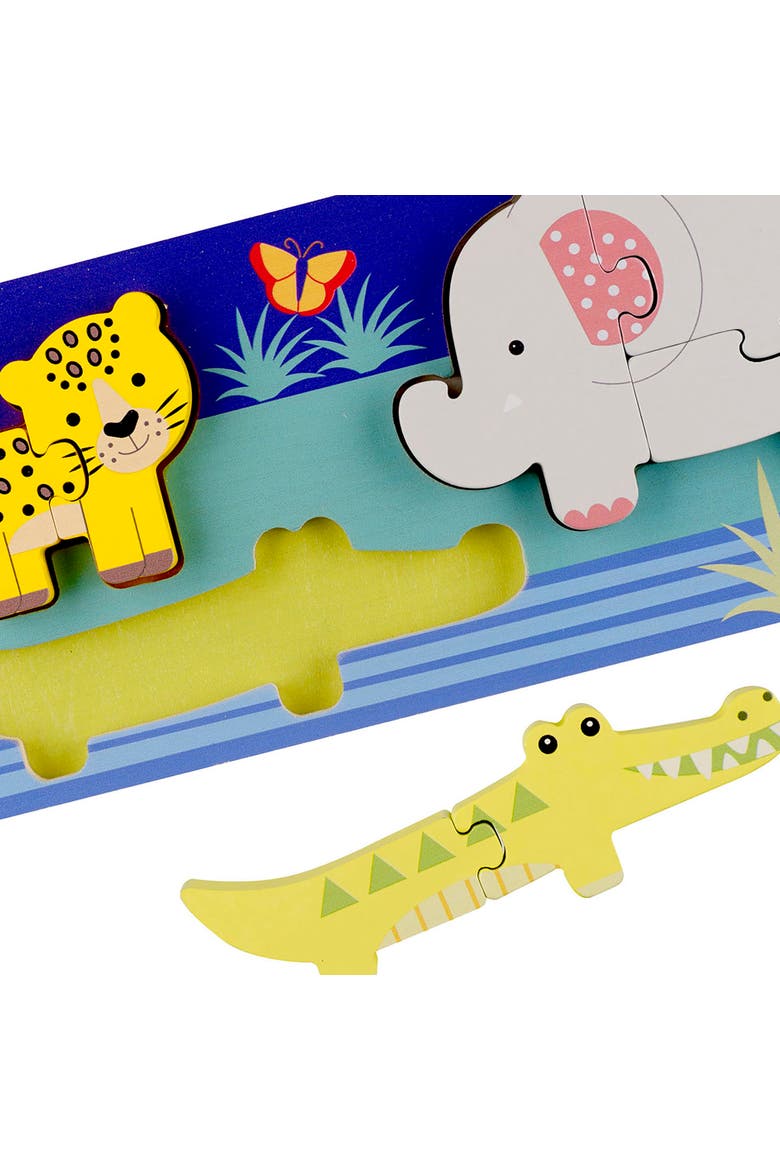 Jungle Animals Mini Puzzles, 8 Wooden Pieces, Kids Ages 1+, Alternate, color, Multicolored