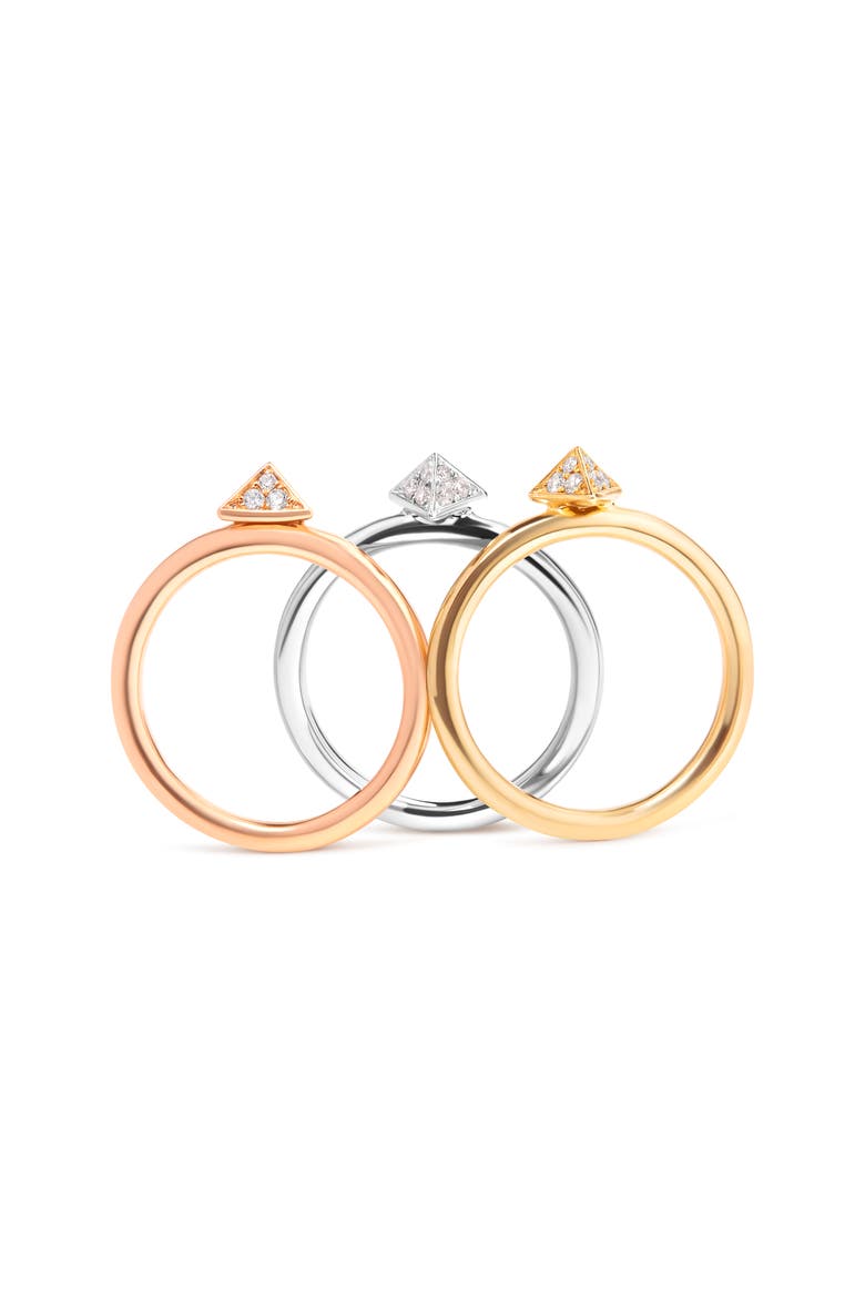 14K Tri Color Gold 1/3 Cttw Diamond Stackable Band Ring Set, Alternate, color, Yellow
