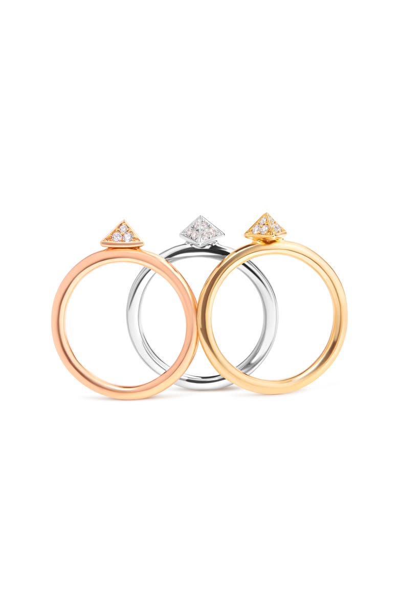 Haus of Brilliance 14K Tri Color Gold 1/3 Cttw Diamond Stackable Band Ring Set, Alternate, color, Yellow