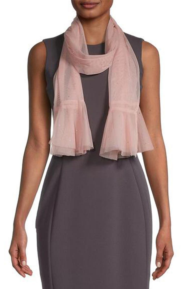 Glamazon Embellished Scarf, Main, color, BLUSH