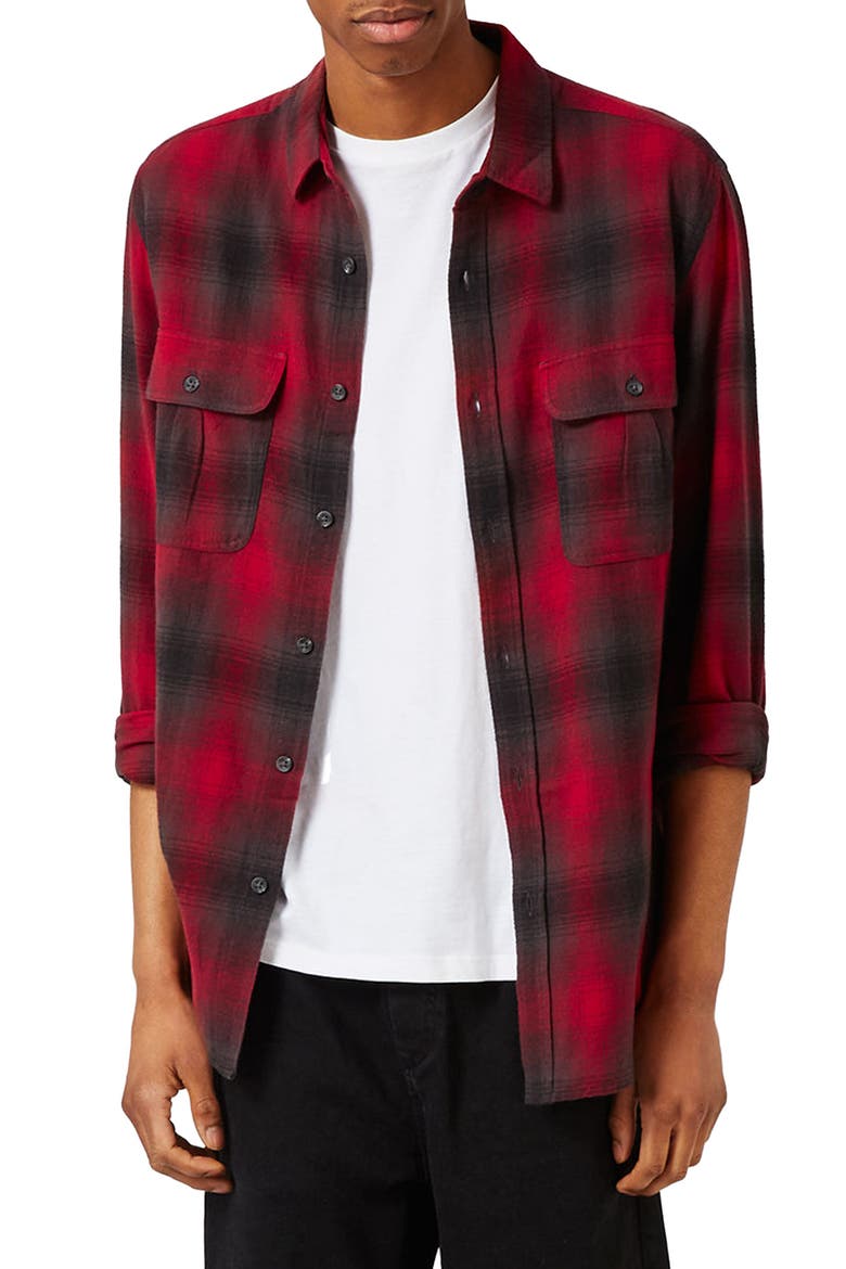 Plaid Flannel Shirt, Main, color, RED