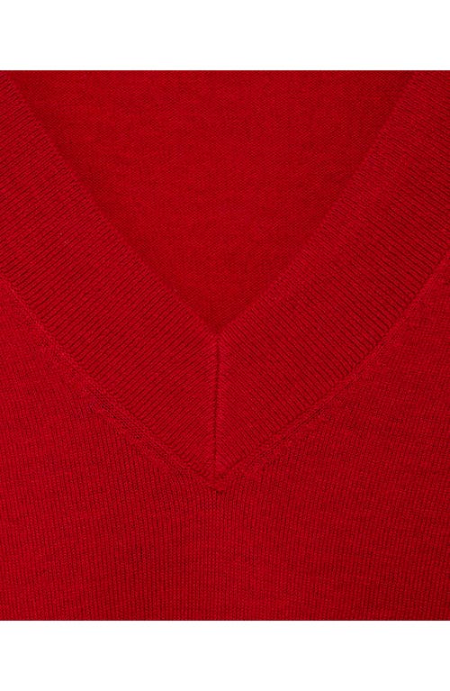 Mango Relaxed V-neck Sweater In Red