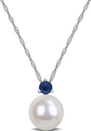 Julianna B. Cultured Pearl & Gemstone Solitaire Necklace 14k