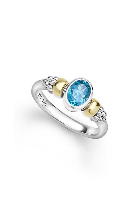 Signature Caviar Sterling Silver & 14K Gold Swiss Blue Topaz Ring