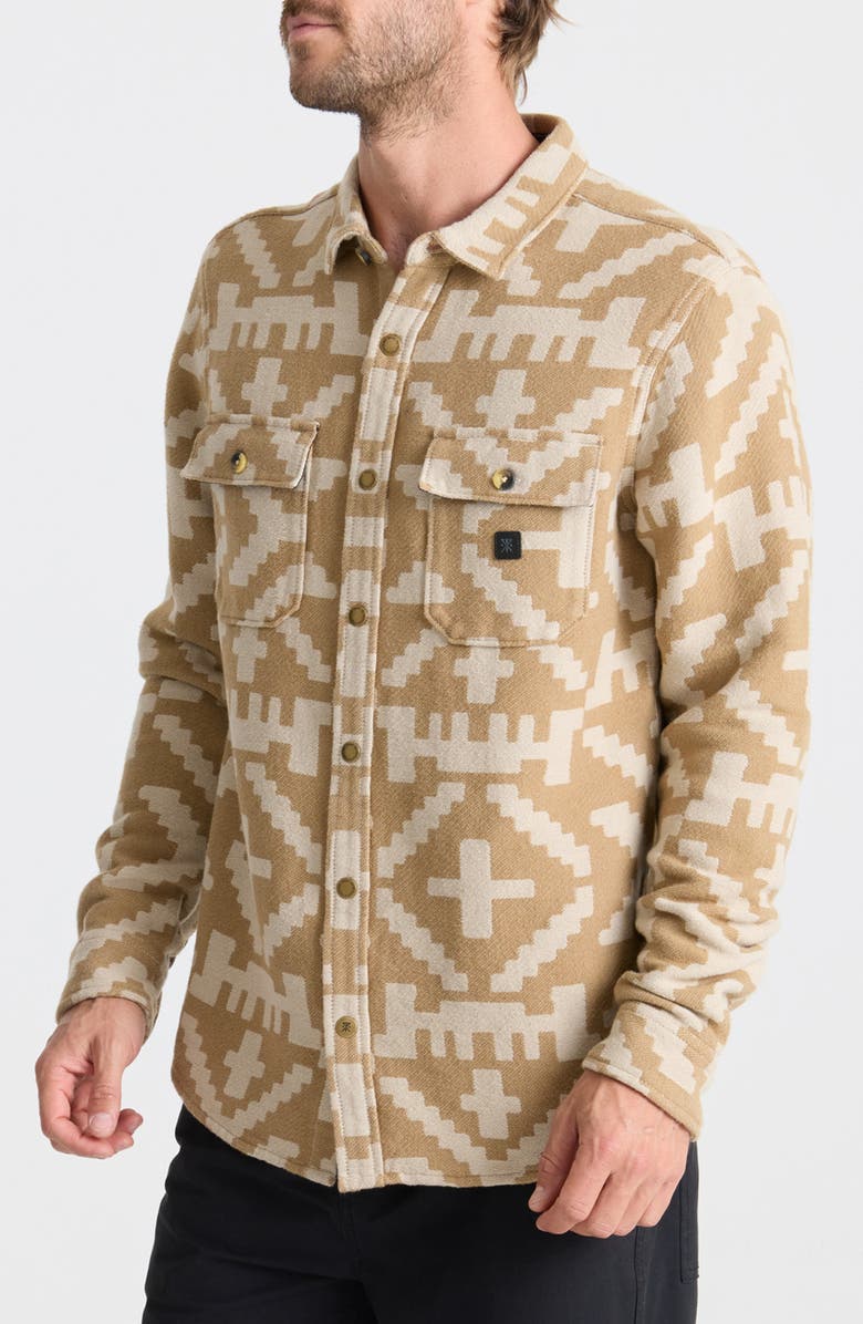 Roark Nordsman Jacquard Flannel Snap-Up Overshirt, Alternate, color, Light Khaki