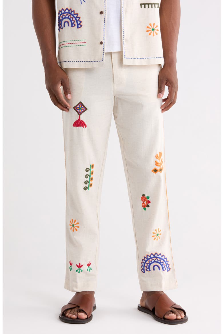 Ranbir Embroidered Trousers, Main, color, EGGSHELL MULTI