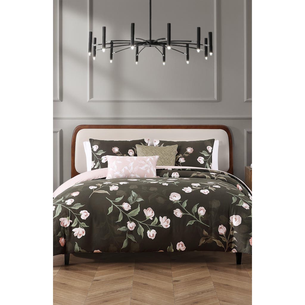 Bebejan Jasmine Flowers 5-piece Reversible Comforter Set In Green