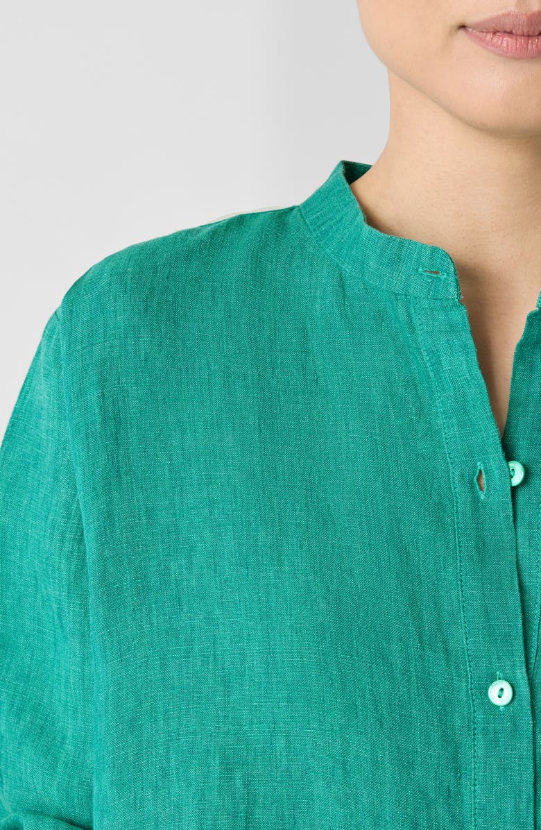 Eileen Fisher Long Sleeve Organic Linen Shift Shirtdress, Alternate, color, 