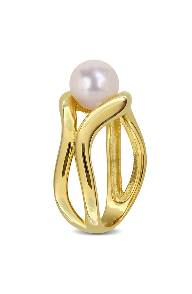 DELMAR 7-7.5mm Cultured Freshwater Pearl Wavy Band Ring, Alternate, color, White