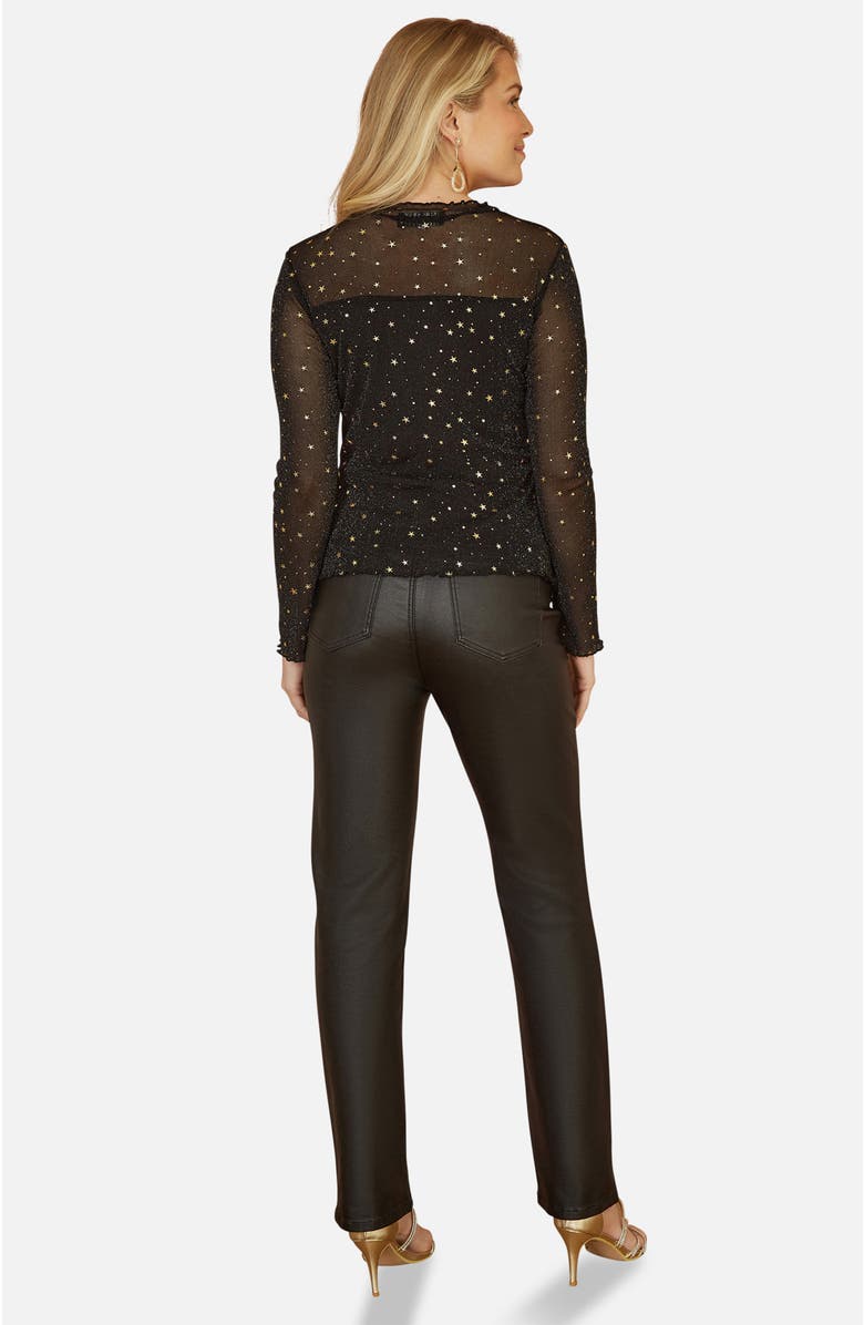 Yumi Mesh Star Print Long Sleeve Top, Alternate, color, Black