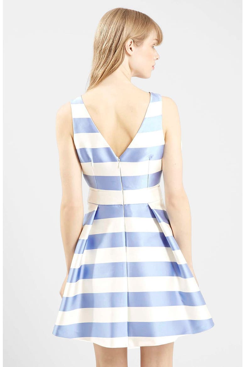 Stripe V-Neck Cutout Dress, Alternate, color, LIGHT BLUE MULTI