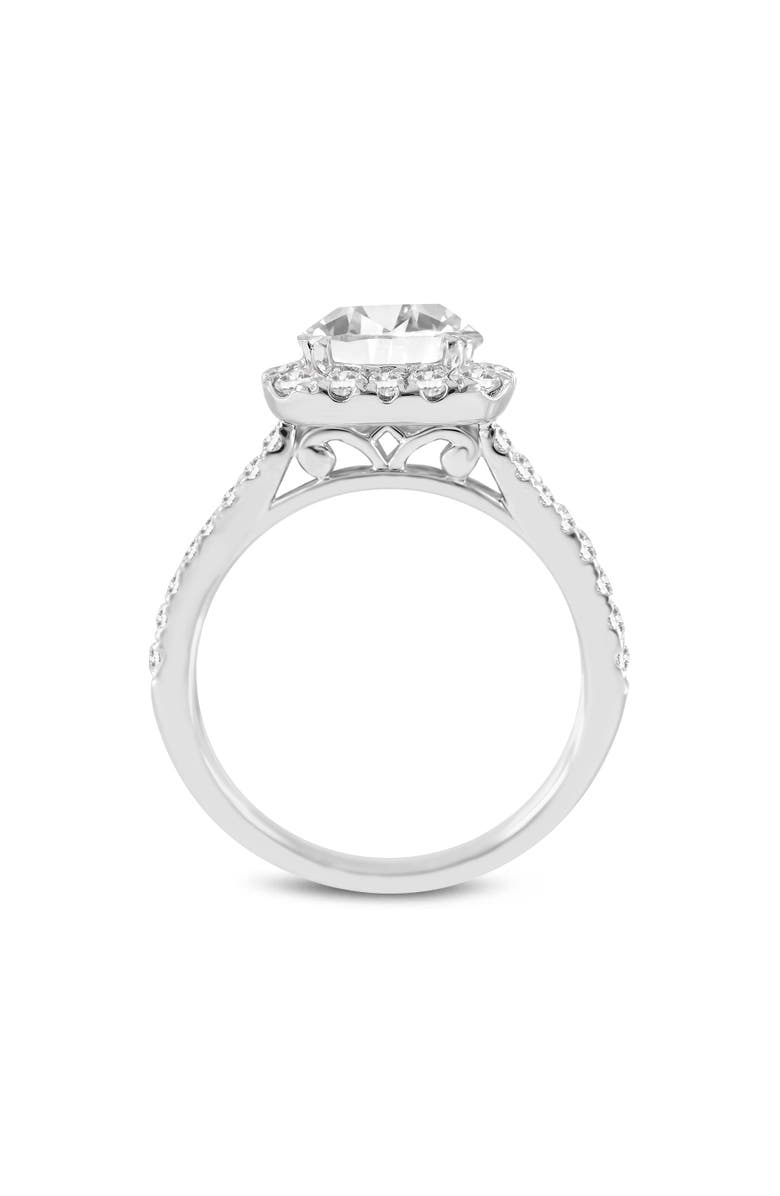 LuvMyJewelry Etoile 14K White Gold Round Cut Lab Grown Diamond Halo Engagement Ring - 2.9 Ct, Alternate, color, 14K White Gold