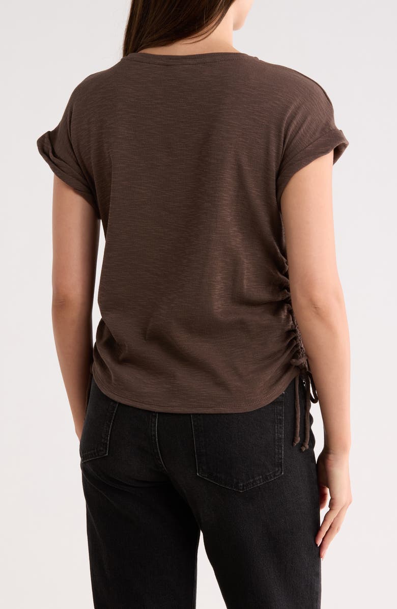 Bobeau Shirred Side Tie T-Shirt, Alternate, color, Brown