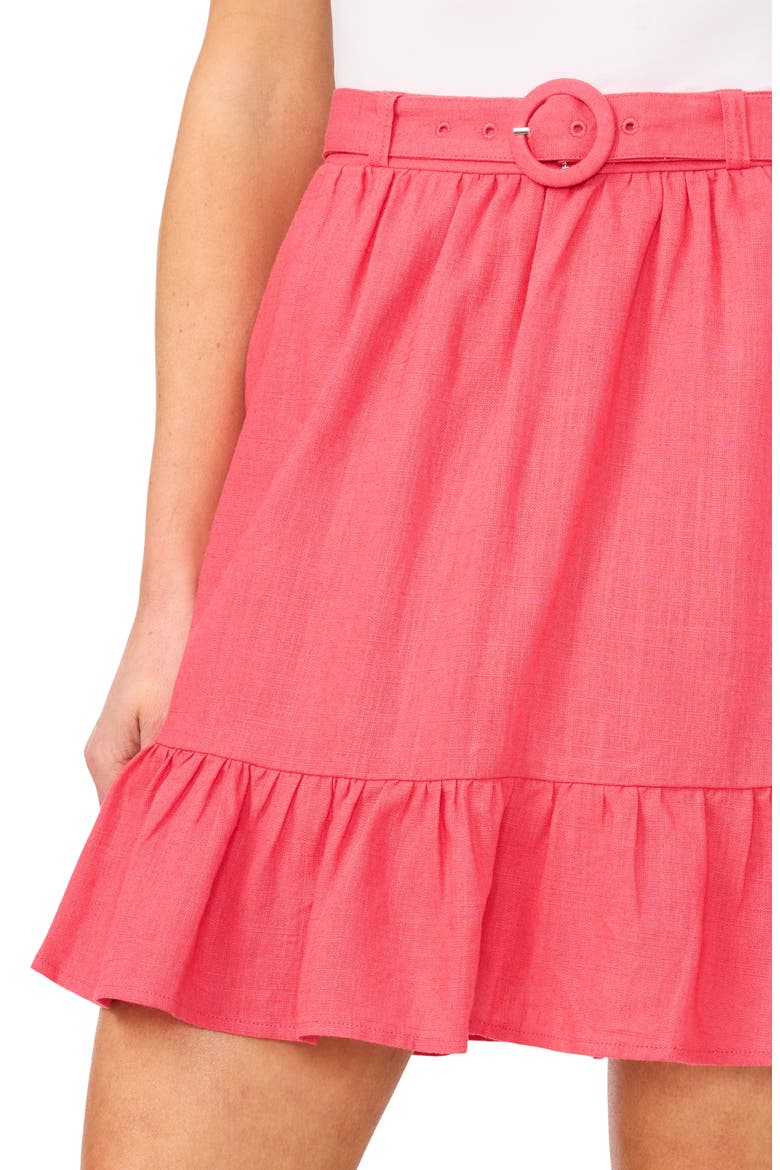 Belted Ruffle Minidress, Alternate, color, CLARET RED