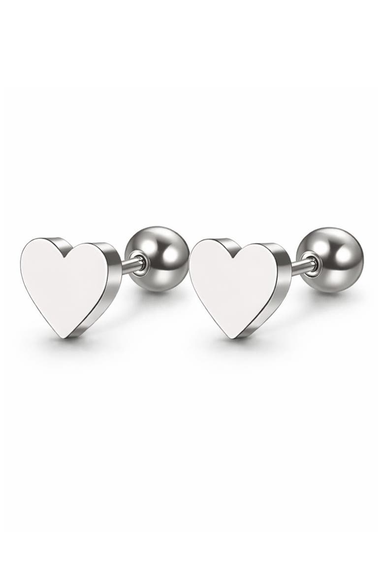 Heart Stud Earrings, Main, color, SILVER
