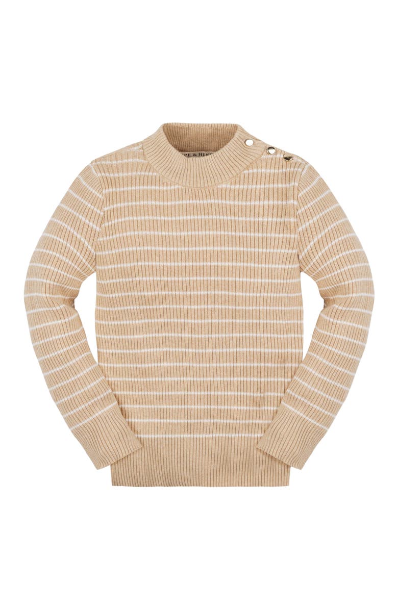 Hope 
Henry Girls
 Organic Mock Neck Sweater, Kids, Main, color, Oatmeal Heather Stripe