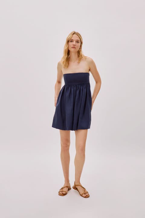 Mykono Linen Strapless Dress