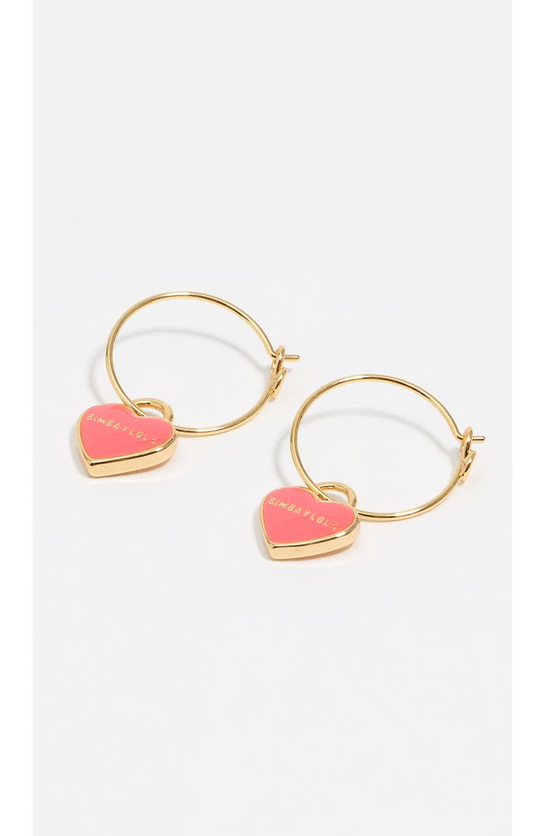 Bimba y Lola Mini Heart Hoop Earrings, Alternate, color, Coral