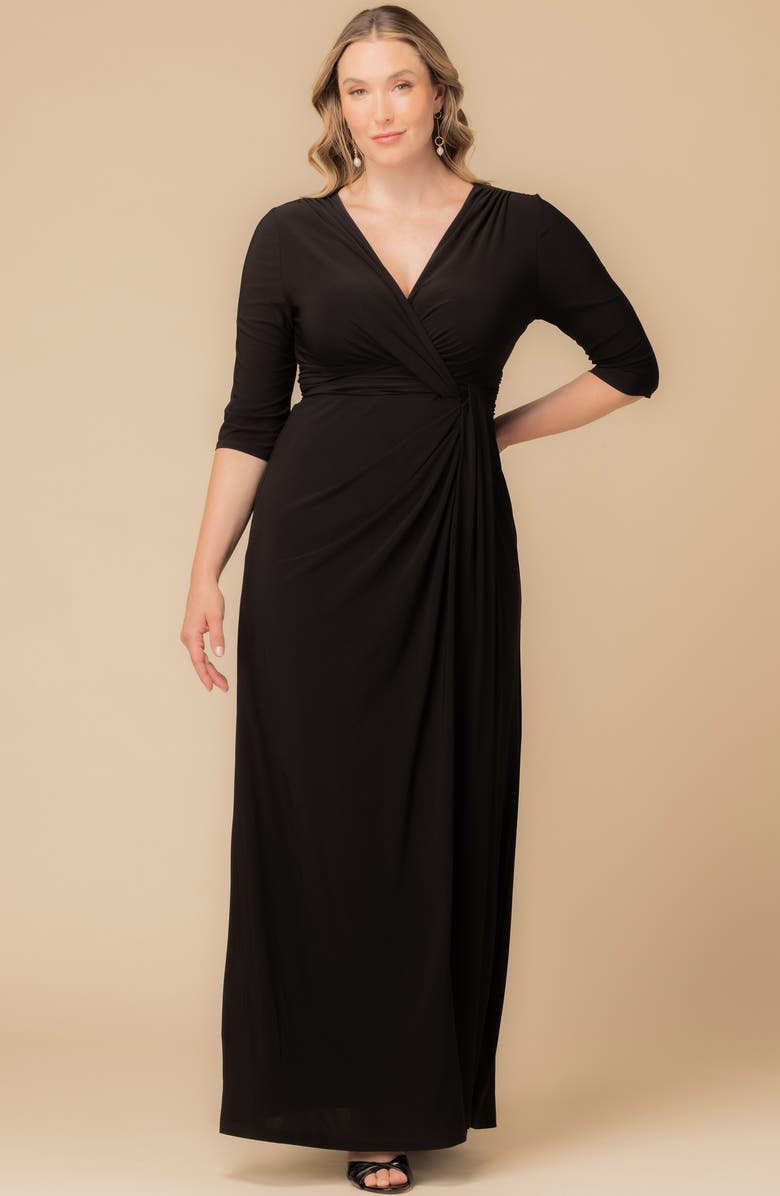 Kiyonna Evening Romance Stretch Jersey Gown, Alternate, color, Black Noir