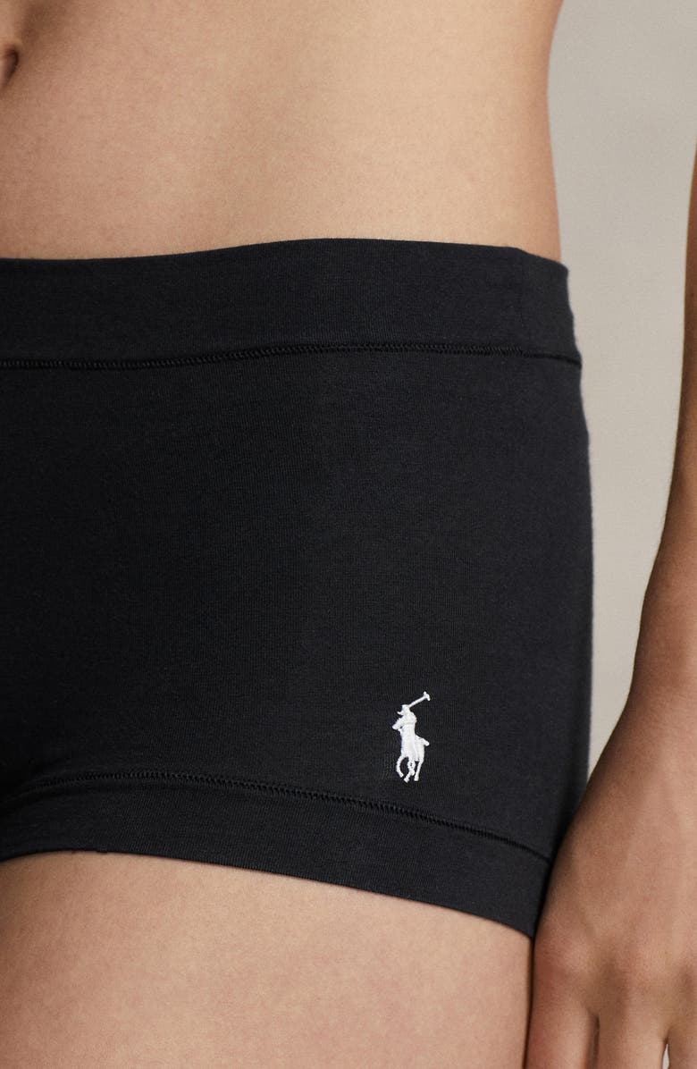 Polo Ralph Lauren Stretch Cotton Boyshorts, Alternate, color, Onyx