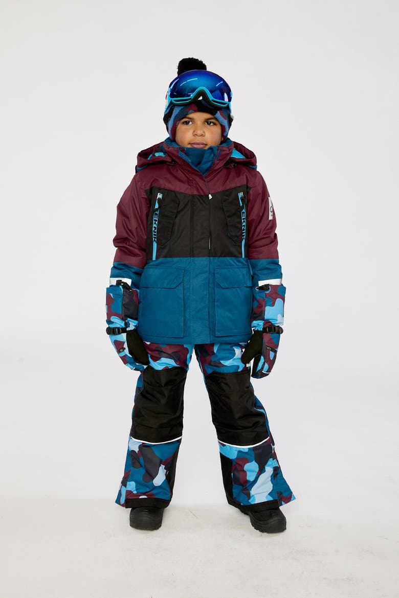 Teknik Camouflage Jacket & Reinforced Pants Two Piece Snowsuit, Alternate, color, Blue and Red Camouflage