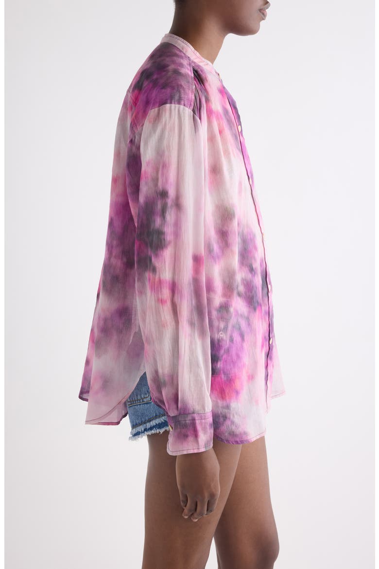 Mexika Tie Dye Cotton Button-Up Shirt, Alternate, color, PINK
