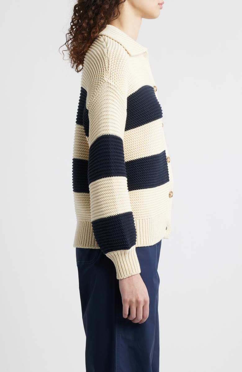 Wyeth Stripe Knit Cardigan, Alternate, color, Cream/ Navy