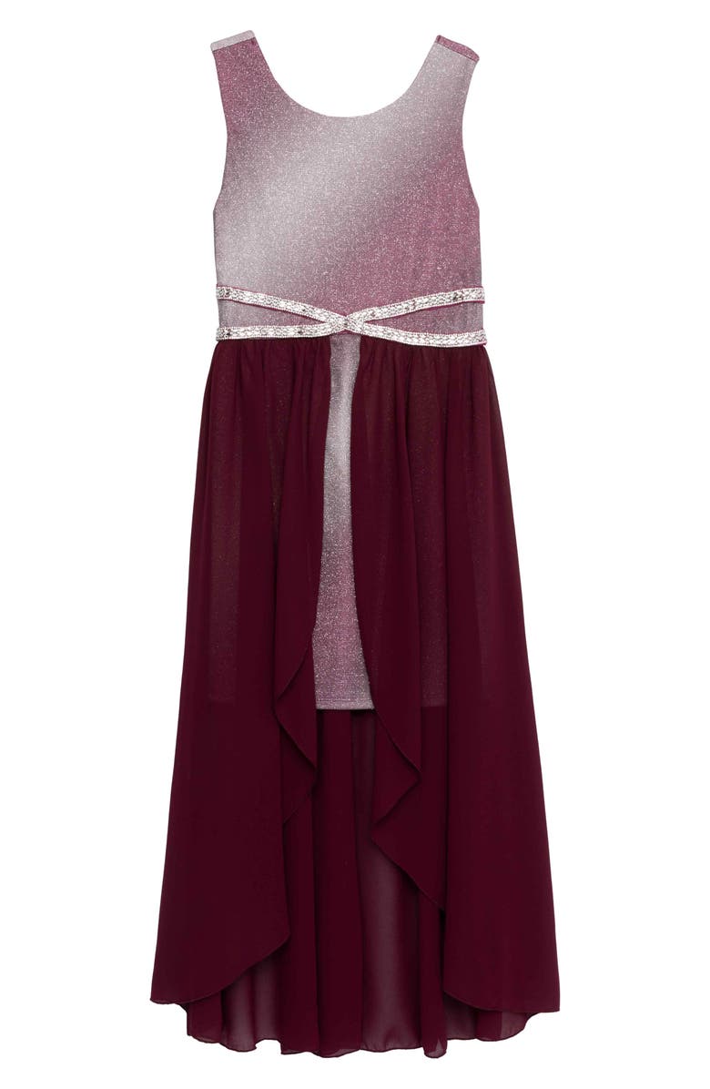 Speechless Kids' Ombré Walk Thru Party Dress, Main, color, Burgundy