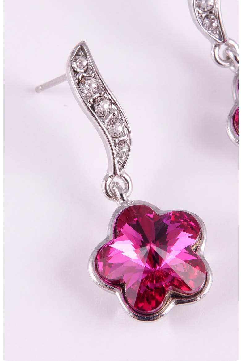 Crystal Flower Drop Earrings, Alternate, color, Pink