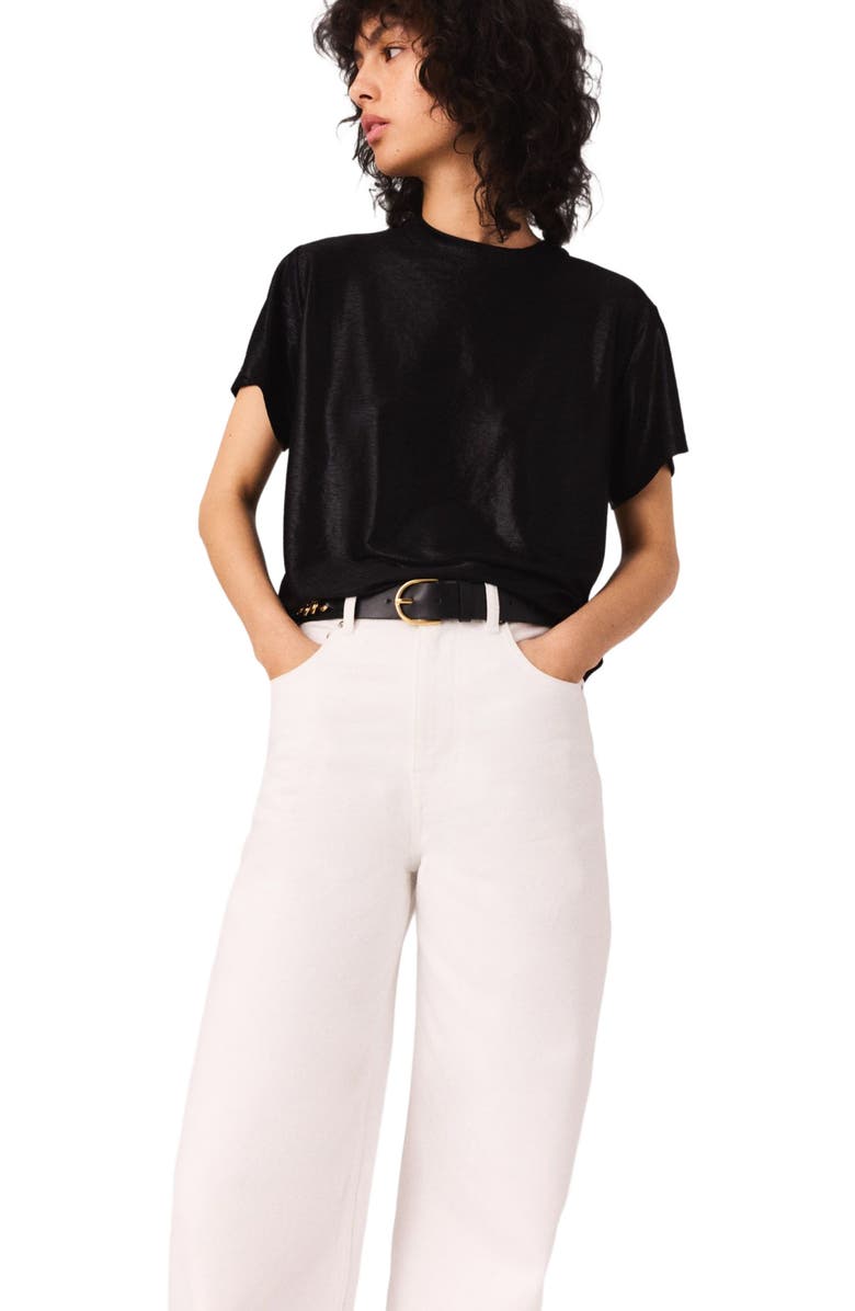 maje Lamé T-shirt, Alternate, color, Black/Glitter