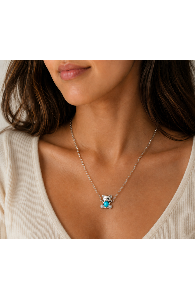Donatello Gian Turquoise Bear Pendant Necklace, Alternate, color, Silver