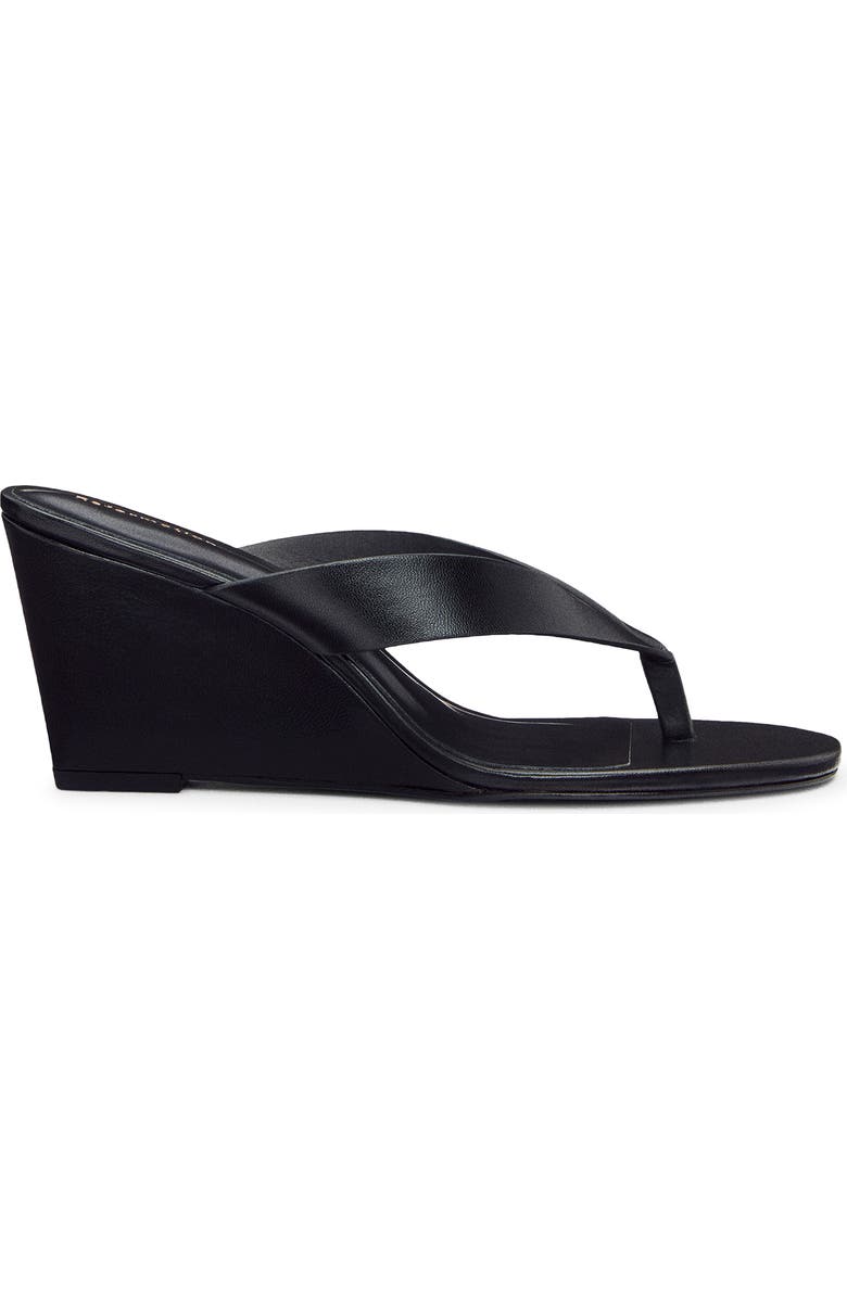 Reformation Jessie Wedge Thong Sandal, Alternate, color, Black Leather