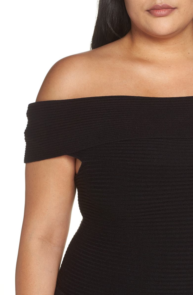 Eliza J Off the Shoulder Midi Sweater Dress, Alternate, color, 