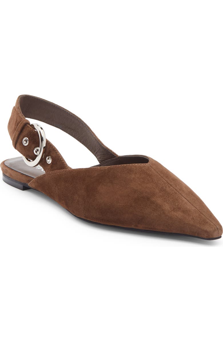 Jeffrey Campbell Scone Slingback Pointed Toe Flat, Main, color, Espresso Suede