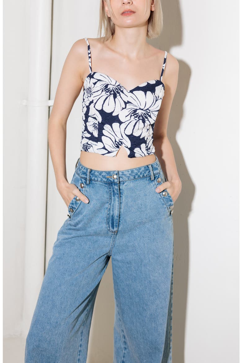 Textured Printed Camisole, Alternate, color, NAVY