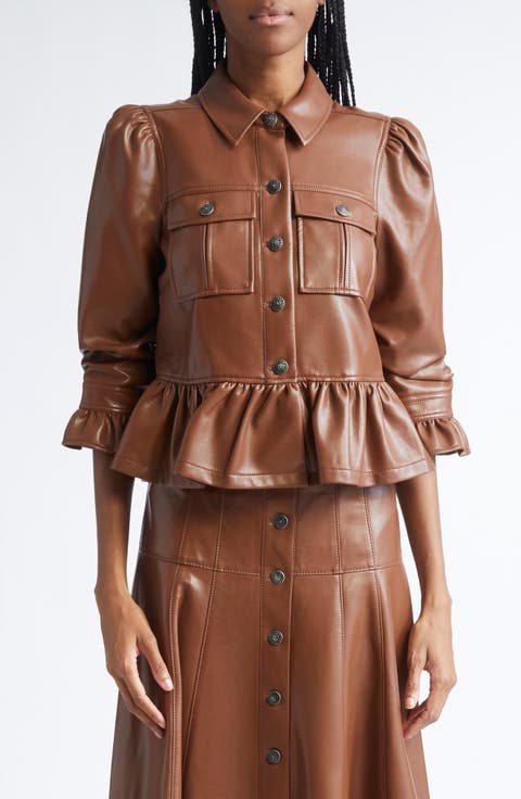 Delanie Faux Leather Peplum Jacket