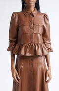 Cinq à Sept Delanie Faux Leather Peplum Jacket