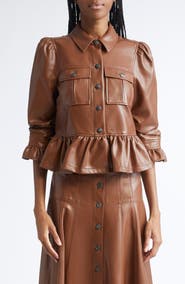 Cinq à Sept Delanie Faux Leather Peplum Jacket