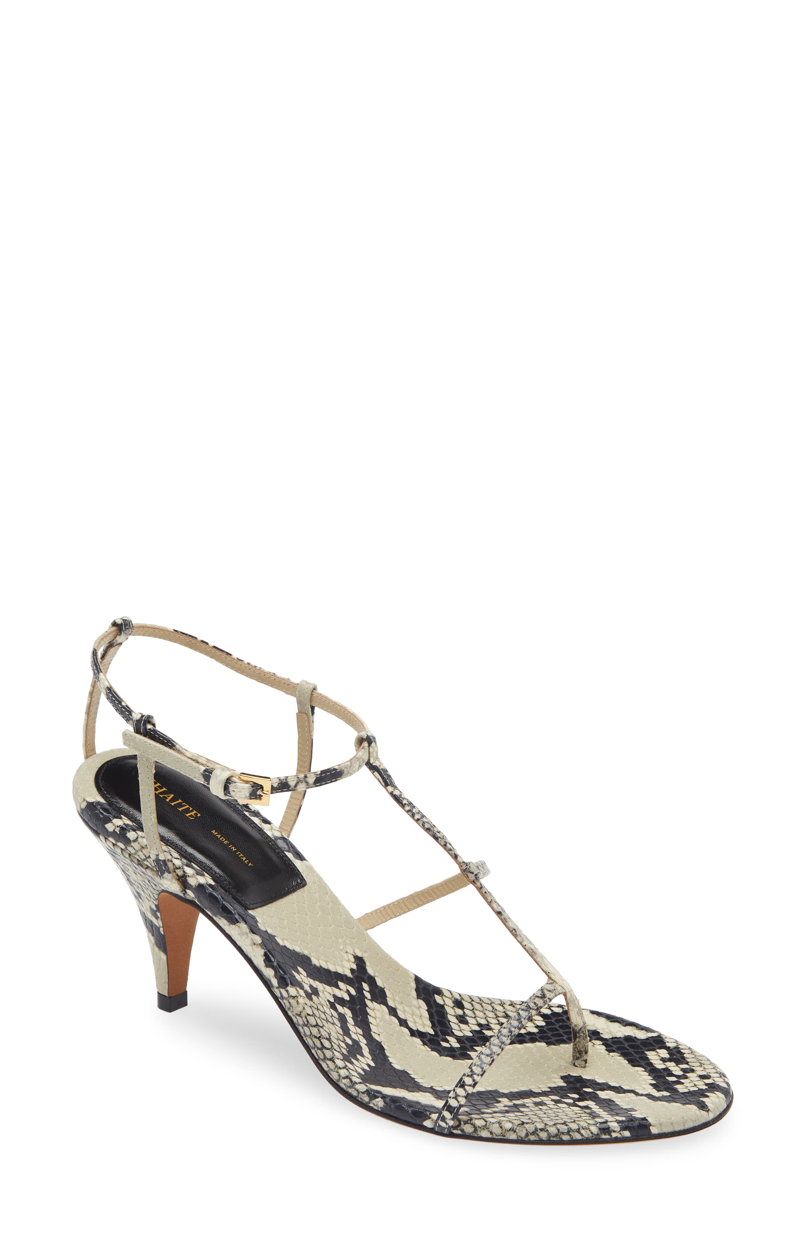 Khaite Jones Asymmetric T-Strap Sandal, Main, color, 