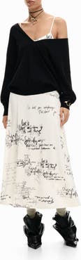 Desigual Printed Slipdress & One-Shoulder Sweater Set