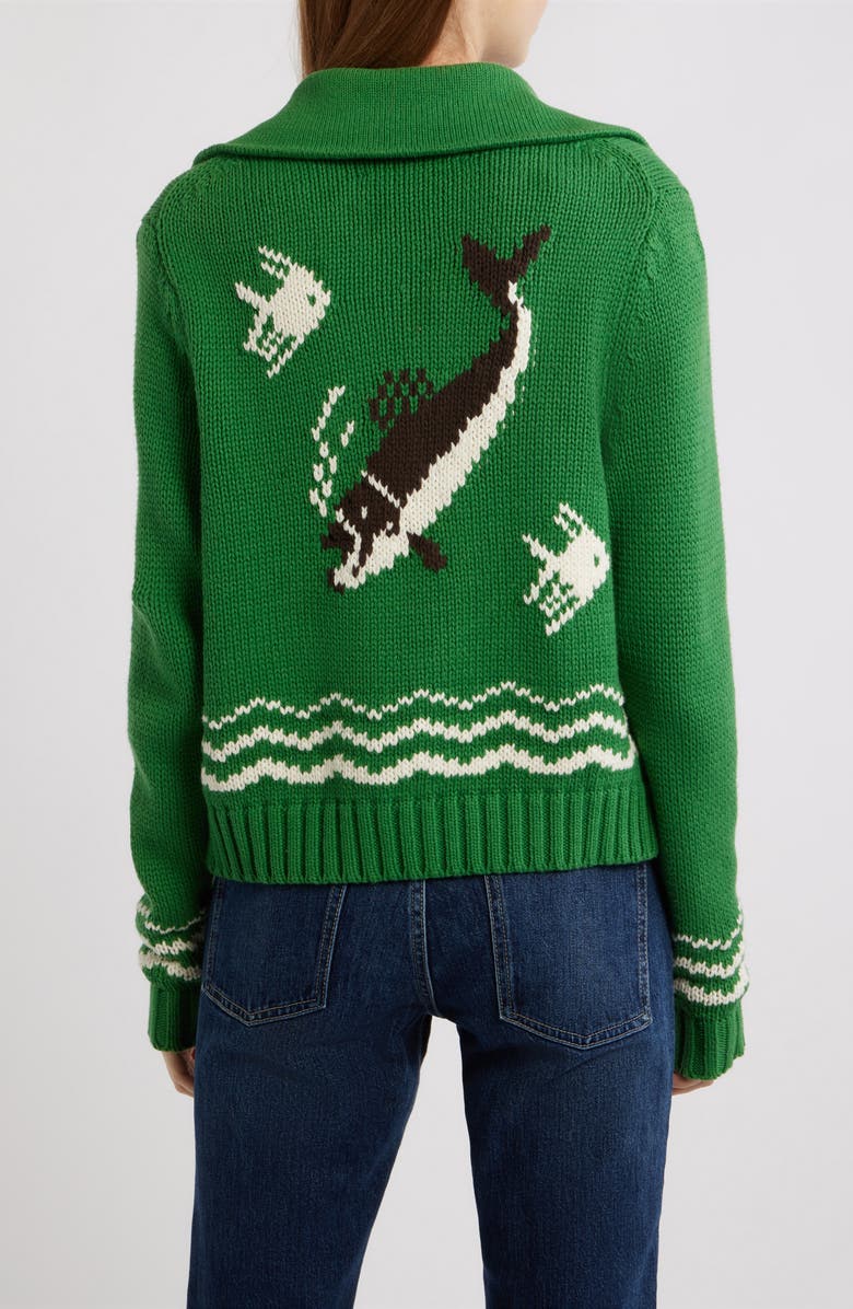 THE GREAT. The Bass Cardigan, Alternate, color, Grove
