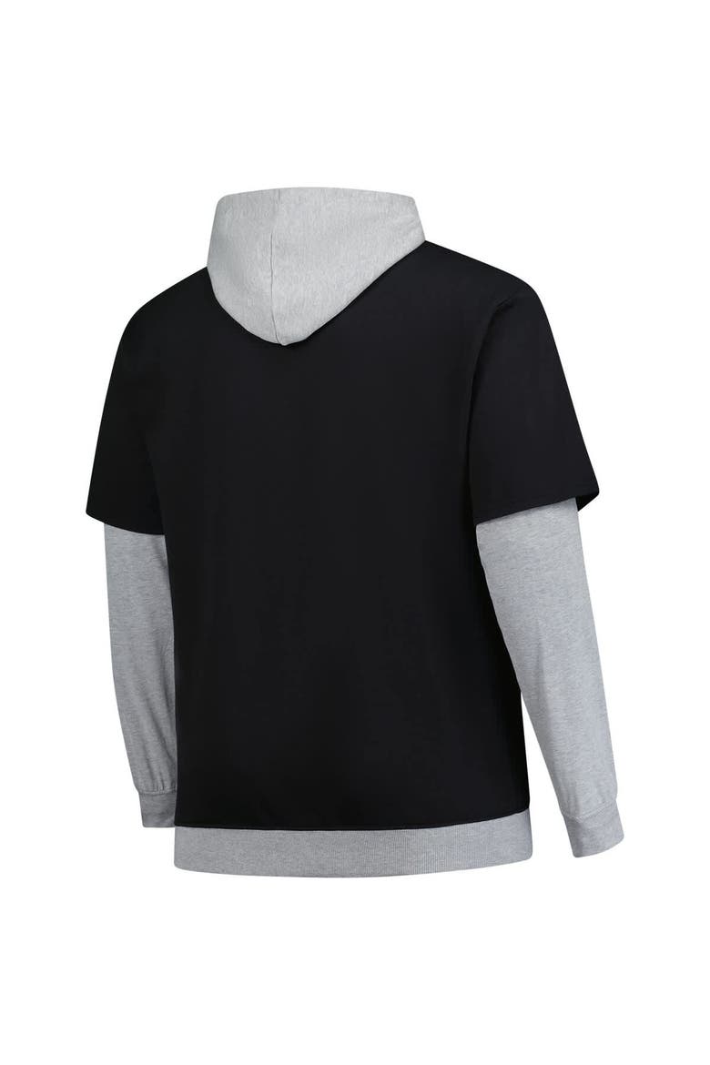Men's Fanatics Black/Heather Gray Pittsburgh Steelers Big & Tall Twofer Pullover Hoodie, Alternate, color, Black