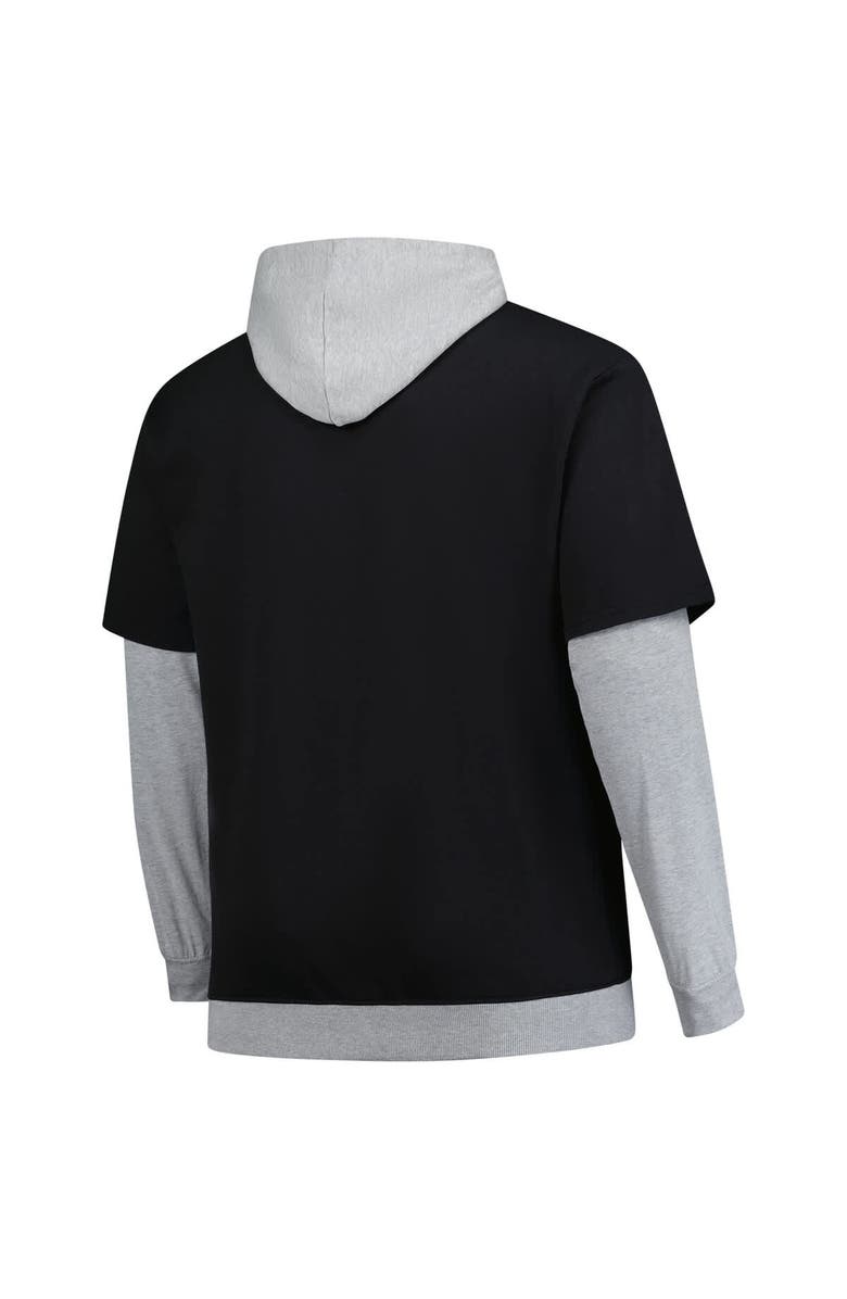 FANATICS Men's Fanatics Black/Heather Gray Pittsburgh Steelers Big & Tall Twofer Pullover Hoodie, Alternate, color, Black