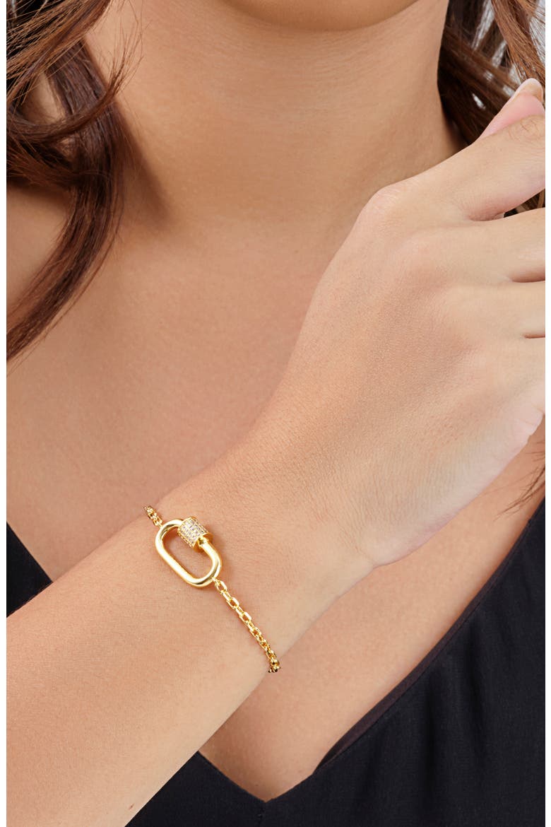 CZ Carabiner Bolo Bracelet, Alternate, color, GOLD