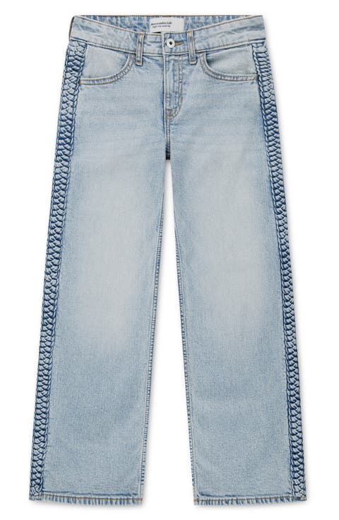 Kids' Braided High Waist Wide Leg Jeans