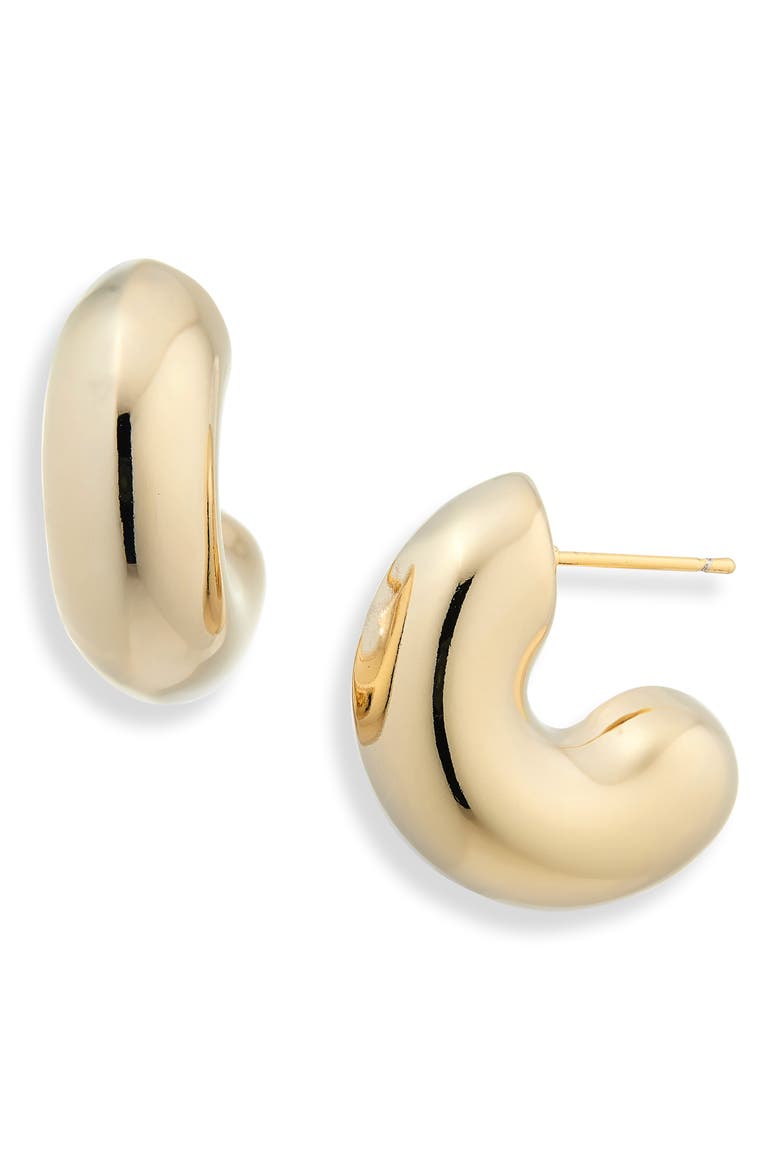Demi Fine Puffy Huggie Hoop Earrings, Main, color, GOLD
